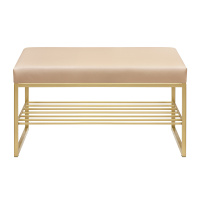 Банкетка RUBY MINI, золотой, экокожа Light Beige, 85x40x45