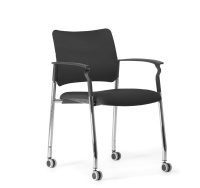 PINKO Кресло обитое,на колесах ЧЕРН/ЧЕРНЫЙ/ХРОМ