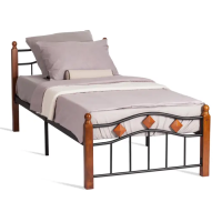 Кровать AT-126 дерево гевея/металл, 90x200 см (Single bed), красный дуб/черный