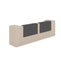 1КРТ-КЛ05.1 Комплект Ресепшн с фартуком HPL (363.2x75.1x114.9 см) (с подсветкой) шамони светлый/графит матовый hpl