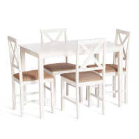 Обеденный комплект Хадсон (стол + 4 стула)/ Hudson Dining Set дерево гевея/мдф, стол: 110х70х75см / стул: 44х42х89см, ivory white (слоновая кость), ткань кор.-зол Обеденный комплект Хадсон (стол + 4 стула)/ Hudson Dining Set дерево гевея/мдф, стол: 110х70х75см / стул: 44х42х89см, ivory white (слоновая кость), ткань кор.-зол