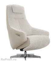 Кресло электрореклайнер FALTO Live (3 мотора, поясничный упор, шенилл, натуральная кожа, светлый)