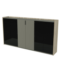 15ШТС.1406 Шкаф средний, со стеклом, трехсоставный (263.6x46x140 см) okwood/terra