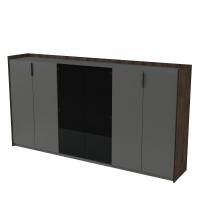 15ШТС.1405 Шкаф средний, со стеклом, трехсоставный (263.6x46x140 см) брауни/NEW graphit