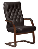 Кресло для посетителей Darwin C без подушки коричневая кожа