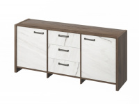 Тумба трехсекционная с 2 дверьми и 3 ящиками 1804х460х806, фурнитура черная FB-13-01.G_Орех Пацифик табак/Мрамор Леванто белый глянец