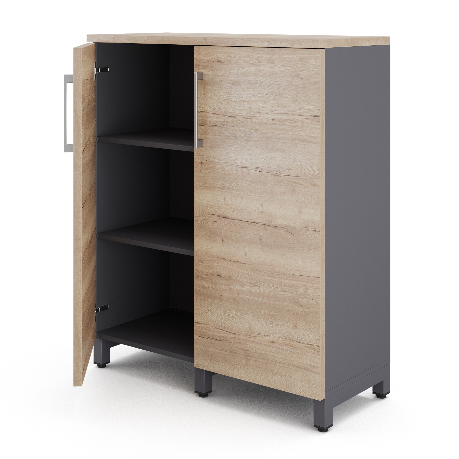 Шкаф распашной Kobor HR/3-90/40/M graphite/natural Шкаф распашной Kobor HR/3-90/40/M graphite/natural