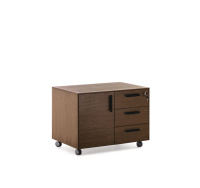 EXE Тумба 3 ящика, 1 дверь ОРЕХ/ЧЕРНЫЙ