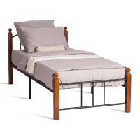 Кровать AT-915 дерево гевея/металл, 90x200 см (Single bed), красный дуб/черный