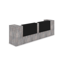 1КРТ-КЛ05.1 Комплект Ресепшн с фартуком HPL (363.2x75.1x114.9 см) (с подсветкой) basalt/черный матовый hpl