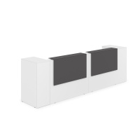 1КРТ-КЛ05.1 Комплект Ресепшн с фартуком HPL (363.2x75.1x114.9 см) (с подсветкой) белый/графит матовый hpl