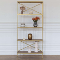 Стеллаж KARIN-800, золотой, ЛДСП Робиния, 80x30x175 Стеллаж KARIN-800, золотой, ЛДСП Робиния, 80x30x175