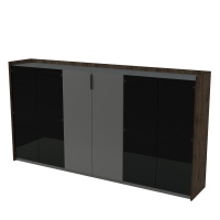 15ШТС.1406 Шкаф средний, со стеклом, трехсоставный (263.6x46x140 см) брауни/NEW graphit