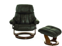 Кресло реклайнер FALTO Lux (оттоманка, натуральная кожа, черный)