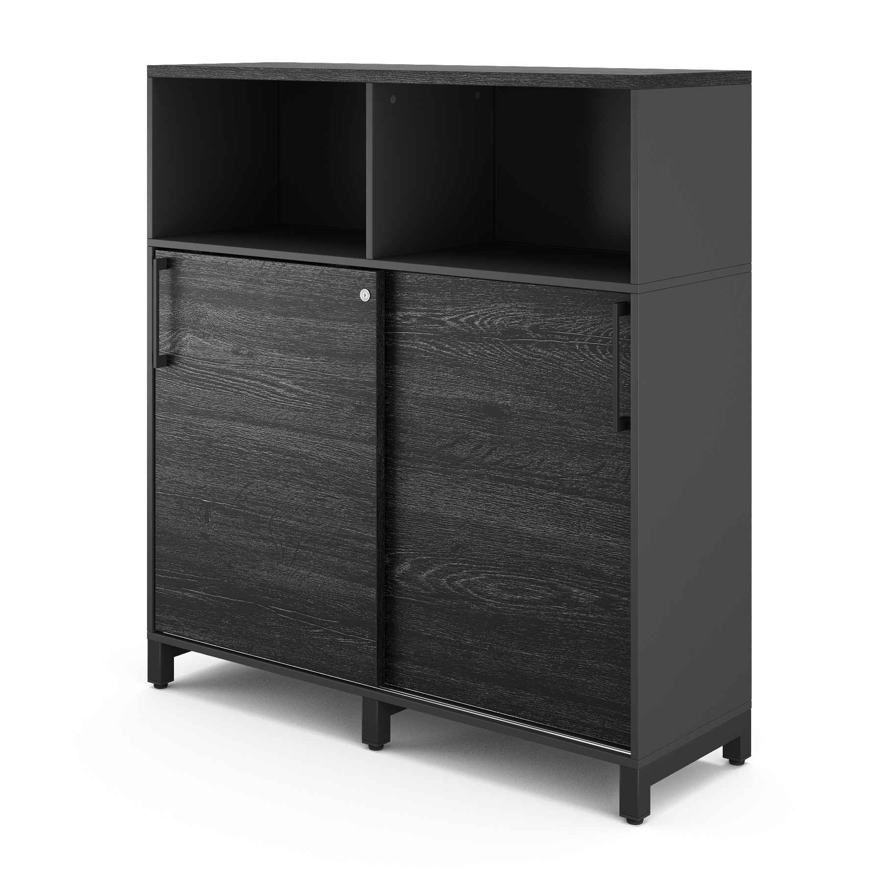 Шкаф открытый Kobor HK/2/1-120/60/M black/wood Шкаф открытый Kobor HK/2/1-120/60/M black/wood