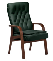 Кресло для посетителей Darwin D с подушкой зеленая кожа Кресло для посетителей Darwin D с подушкой зеленая кожа