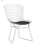 Стул обеденный Bertoia хромированный с черной подушкой Стул обеденный Bertoia хромированный с черной подушкой