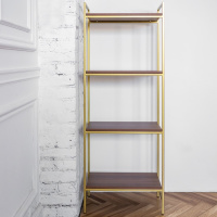 Стеллаж ALTO, золотой, ЛДСП Орех 55x30x145 Стеллаж ALTO, золотой, ЛДСП Орех 55x30x145