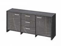 Тумба трехсекционная с 2 дверьми и 3 ящиками 1804х460х806, фурнитура нерж. FI-13-01.G_Древесина Графит/Камень Пьетра Гриджиа черный глянец