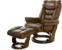 Кресло реклайнер FALTO Zuel (оттоманка, натуральная кожа, коричневый)