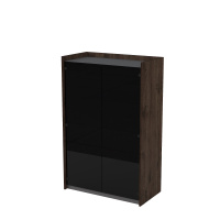 15ШДС.149 Шкаф средний со стеклом (90x46x140 см) брауни/NEW graphit