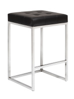 Стул полубарный SOHO, н/ж сталь, экокожа Black