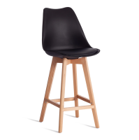 Стул барный TULIP BAR (mod. C1014H-1) / 2 шт. в упаковке пластик/дерево, 42 х 47,5 х 104 см, Black (Черный) 3010/ натуральный