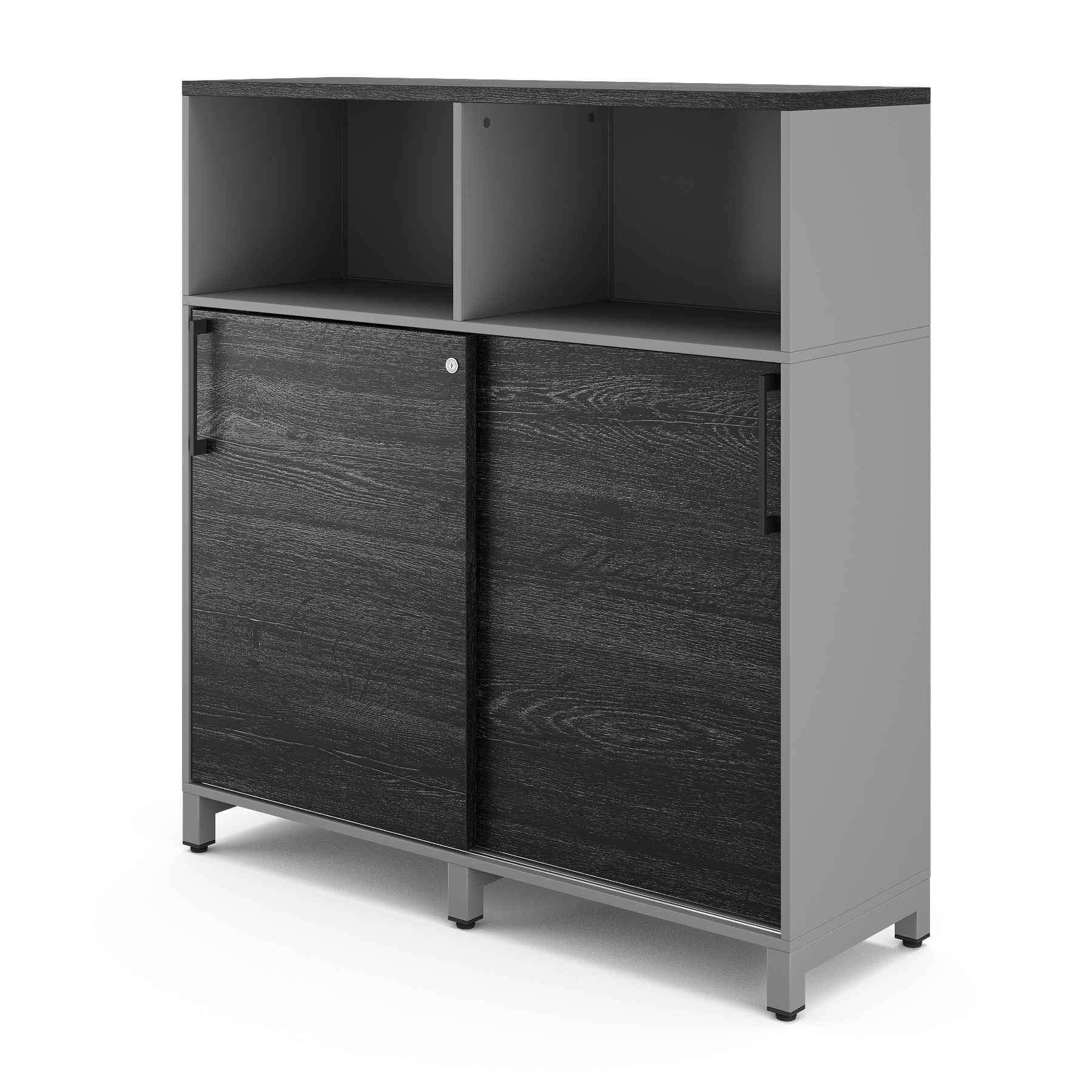 Шкаф открытый Kobor HK/2/1-120/40/M aluminum/wood Шкаф открытый Kobor HK/2/1-120/40/M aluminum/wood