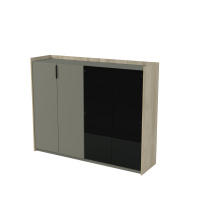 15ШДС.1402 Шкаф средний, со стеклом, двусоставный (176.8x46x140 см) okwood/terra