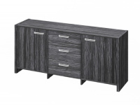 Тумба трехсекционная с 2 дверьми и 3 ящиками 1804х460х806, фурнитура нерж. FI-13-01.D_Древесина Графит