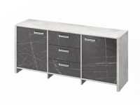 Тумба трехсекционная с 2 дверьми и 3 ящиками 1804х460х806, фурнитура нерж. FI-13-01.G_Хромикс белый/Мрамор Леванто белый глянец