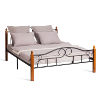Кровать AT-808 дерево гевея/металл, 160x200 см (Queen bed), красный дуб/черный Кровать AT-808 дерево гевея/металл, 160x200 см (Queen bed), красный дуб/черный