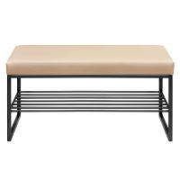 Банкетка RUBY MINI, черный, экокожа Light Beige, 85x40x45
