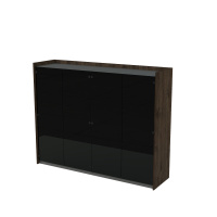 15ШДС.1403 Шкаф средний, со стеклом, двусоставный (176.8x46x140 см) брауни/NEW graphit