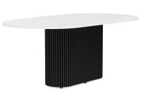 Стол деревянный Барон О 200 х 90 белая пленка шагрень / черные ноги Стол деревянный Барон О 200 х 90 белая пленка шагрень / черные ноги