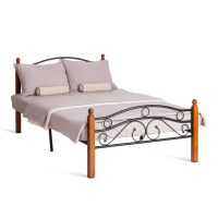 Кровать AT-803 дерево гевея/металл, 120x200 см (middle bed), красный дуб/черный