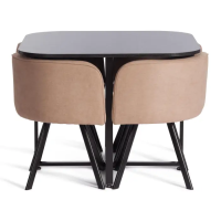 Комплект (стол, 4 стула) QUADRON (mod. PT14) Стол: МДФ/металл, стул: металл/шенилл, 100х100х73 см, 69х56х71 см, Beige (Бежевый) LY1701-4/черный Комплект (стол, 4 стула) QUADRON (mod. PT14) Стол: МДФ/металл, стул: металл/шенилл, 100х100х73 см, 69х56х71 см, Beige (Бежевый) LY1701-4/черный