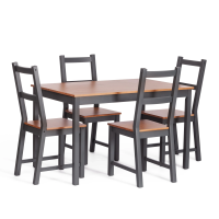 Обеденный комплект Соната (стол + 4 стула) / Sonata dining set массив сосны, стол: 120х75х73см стул :41х50х95см, антик /графит Обеденный комплект Соната (стол + 4 стула) / Sonata dining set массив сосны, стол: 120х75х73см стул :41х50х95см, антик /графит