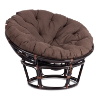 Кресло PAPASAN/ПАПАСАН 23/01 W /с подушкой/ диаметр подушки 125 см, 115х101х104 см, Antique brown (античный черно-коричневый), ткань Коричневый,