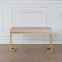 Банкетка OMEGA MINI, золотая, экокожа Light Beige, 85x40x45