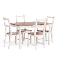 Обеденный комплект Соната (стол + 4 стула) / Sonata dining set массив сосны, стол: 120х75х73см стул :41х50х95см, антик/белый Обеденный комплект Соната (стол + 4 стула) / Sonata dining set массив сосны, стол: 120х75х73см стул :41х50х95см, антик/белый