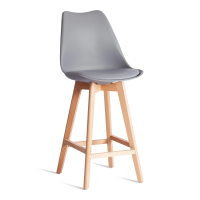 Стул барный TULIP BAR (mod. C1014H-1) / 2 шт. в упаковке пластик/дерево, 42 х 47,5 х 104 см, Grey (серый) 92717 / натуральный