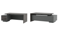 DLI37210012L Dali Стол письменный на опорной тумбе 210x115x75 эбен антрацит DLI37210012L Dali Стол письменный на опорной тумбе 210x115x75 эбен антрацит