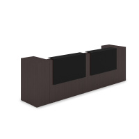 1КРТ-КЛ05.1 Комплект Ресепшн с фартуком HPL (363.2x75.1x114.9 см) (с подсветкой) венге/черный матовый hpl