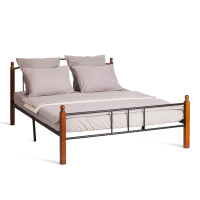 Кровать AT-915 дерево гевея/металл, 160x200 см (Queen bed), красный дуб/черный Кровать AT-915 дерево гевея/металл, 160x200 см (Queen bed), красный дуб/черный