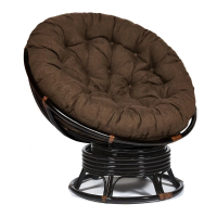 Кресло-качалка PAPASAN/ПАПАСАН w 23/01 B /с подушкой/ 115х78х104 см, Antique brown (античный черно-коричневый), ткань Коричневый, 3М7-147