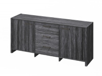 Тумба трехсекционная с 2 дверьми и 3 ящиками 1804х460х806, фурнитура черная FB-13-01.D_Древесина Графит