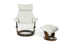 Кресло реклайнер FALTO Piabora (оттоманка, натуральная кожа, белый)