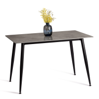 Стол обеденный Austen/Остин столешница керамика (глянцевая) / опоры металл, серый/чёрный, 120x80x75(+1) см