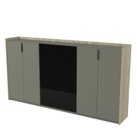 15ШТС.1405 Шкаф средний, со стеклом, трехсоставный (263.6x46x140 см) okwood/terra